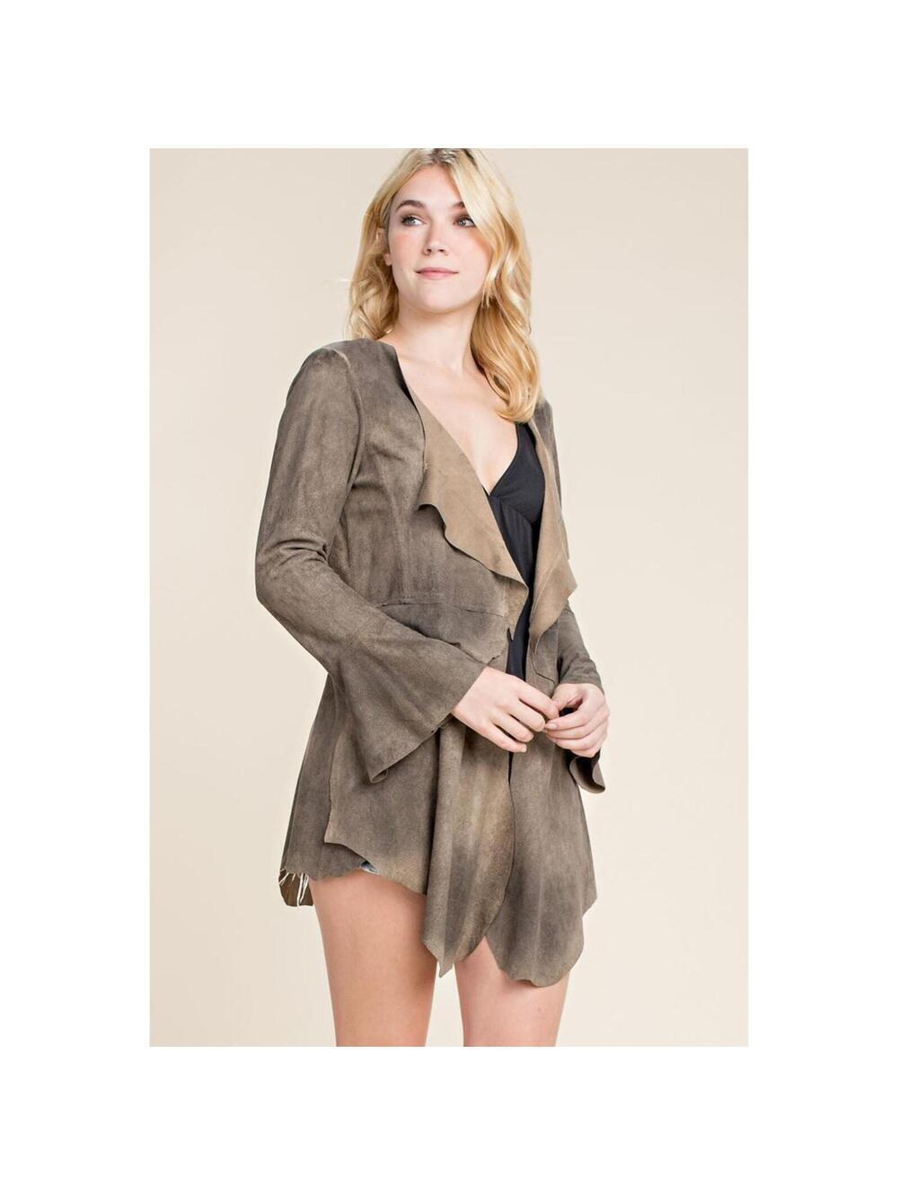OMBRE FAUX SUEDE BACK LACE UP JACKET Size XL fairy fairycore whimsical